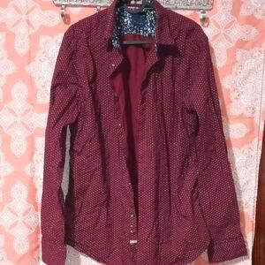 Denim & Flower Burgundy Dotted Shirt